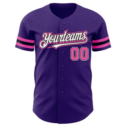 Personalized Purple Pink-Black Authentic Baseball Jersey