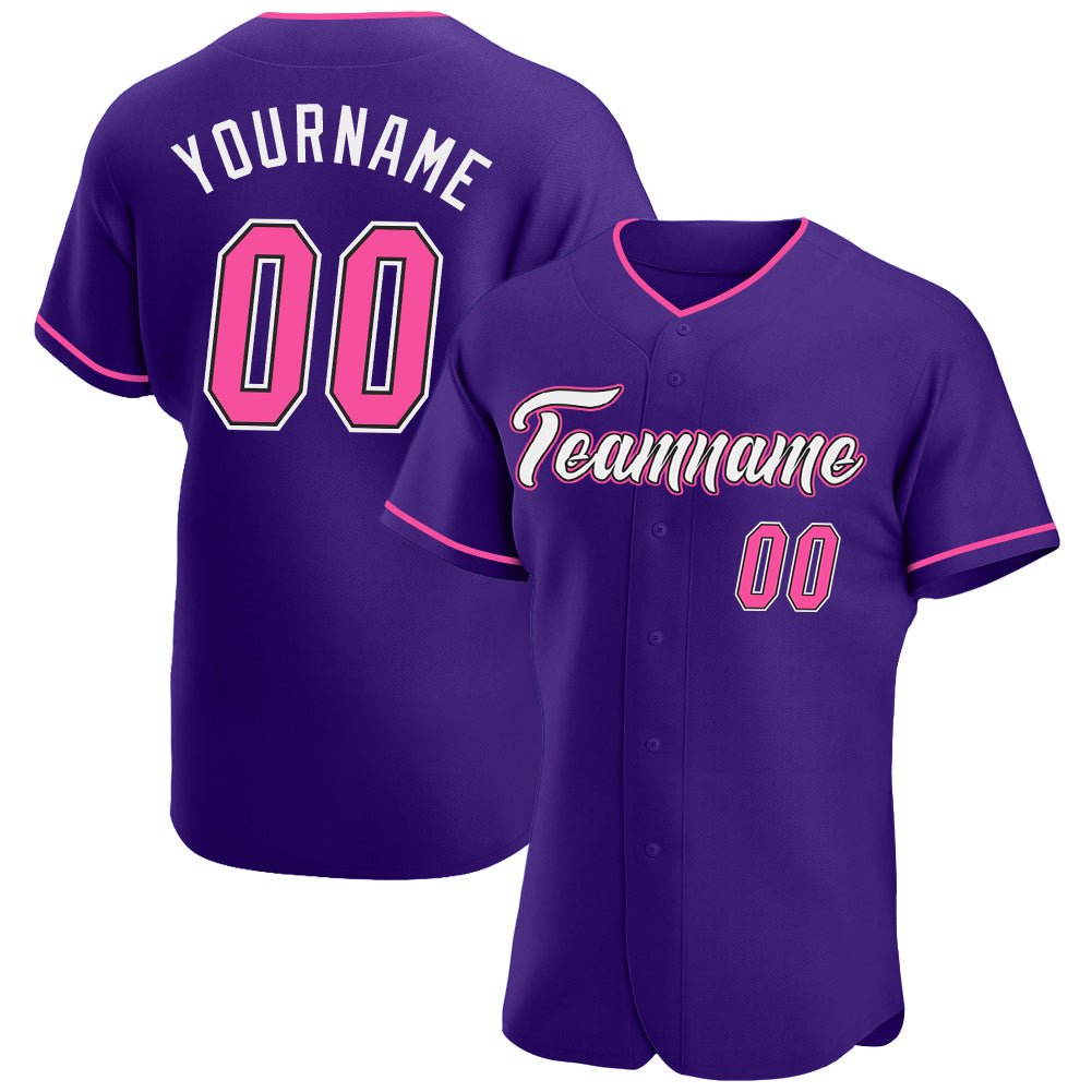Personalized Purple Pink-Black Authentic Baseball Jersey Team Custom Name and Number