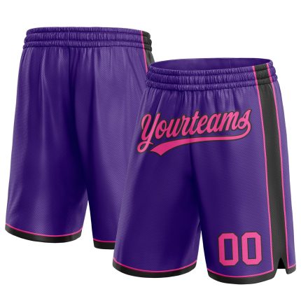 Personalized Purple Pink-Black Authentic Basketball Shorts Team Custom Name and Number
