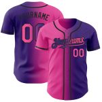 Personalized Purple Pink-Black Authentic Gradient Fashion Baseball Jersey Team Custom Name and Number
