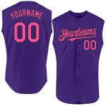 Personalized Purple Pink-Black Authentic Sleeveless Baseball Jersey Team Custom Name and Number