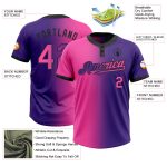 Personalized Purple Pink-Black Gradient Fashion Two-Button Unisex Softball Jersey Team Custom Name and Number