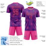 Personalized Purple Pink-Black Lines Sublimation Soccer Uniform Jersey Team Custom Name and Number