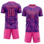 Personalized Purple Pink-Black Lines Sublimation Soccer Uniform Jersey Team Custom Name and Number