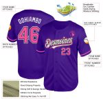 Personalized Purple Pink-Black Mesh Authentic Throwback Baseball Jersey Team Custom Name and Number