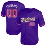 Personalized Purple Pink-Black Mesh Authentic Throwback Baseball Jersey Team Custom Name and Number
