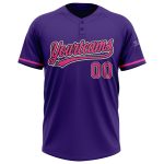 Personalized Purple Pink-Black Two-Button Unisex Softball Jersey Team Custom Name and Number