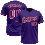 Personalized Purple Pink-Black Two-Button Unisex Softball Jersey Team Custom Name and Number