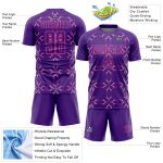 Personalized Purple Pink Damask Pattern Sublimation Soccer Uniform Jersey Team Custom Name and Number