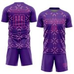 Personalized Purple Pink Damask Pattern Sublimation Soccer Uniform Jersey Team Custom Name and Number