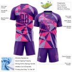 Personalized Purple Pink Geometric Pattern Sublimation Soccer Uniform Jersey Team Custom Name and Number