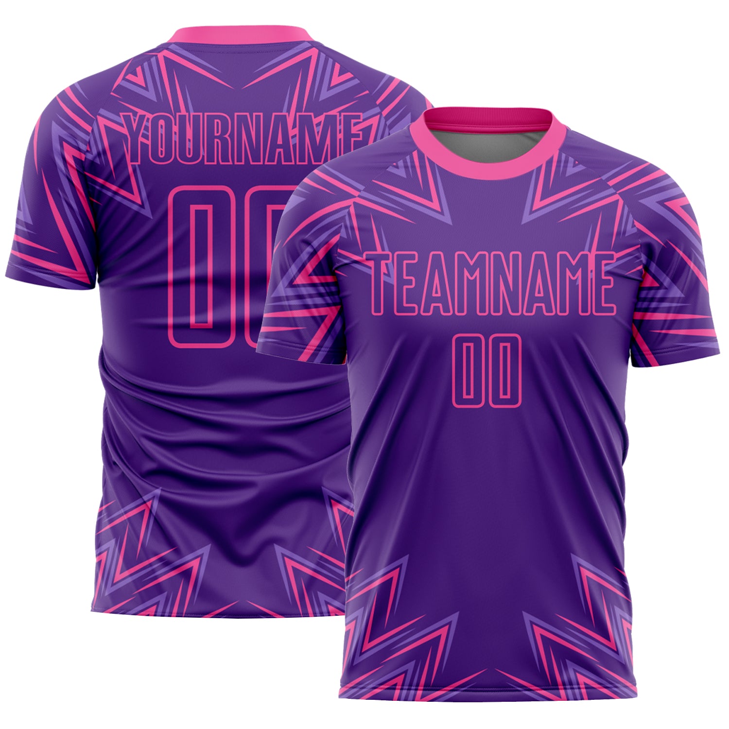Personalized Purple Pink Geometric Shapes Sublimation Soccer Uniform Jersey Team Custom Name and Number