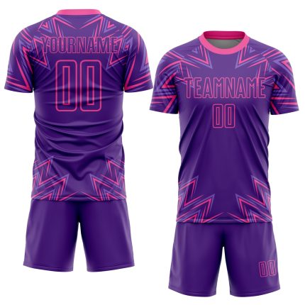 Personalized Purple Pink Geometric Shapes Sublimation Soccer Uniform Jersey Team Custom Name and Number