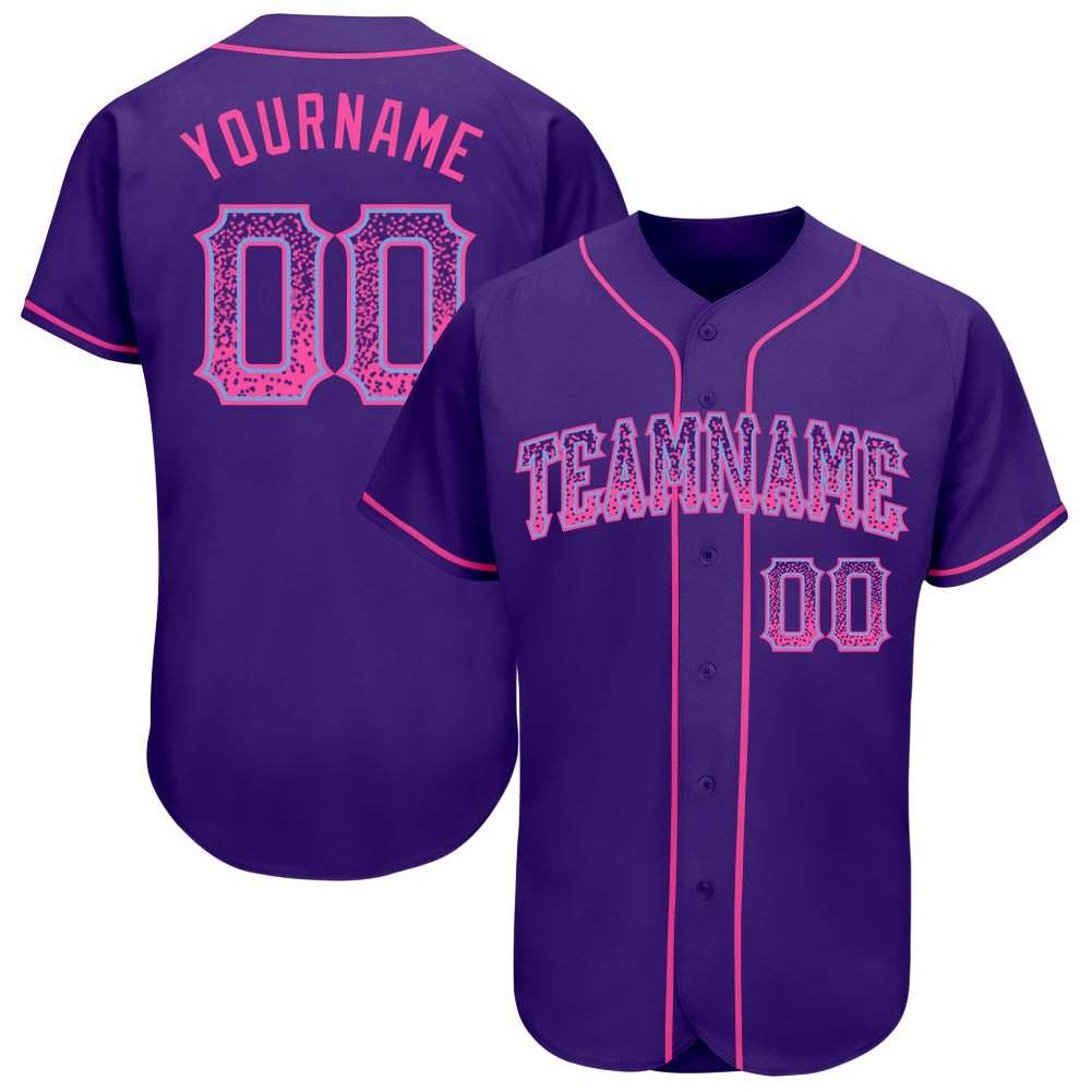 Personalized Purple Pink-Light Blue Authentic Drift Fashion Baseball Jersey Team Custom Name and Number