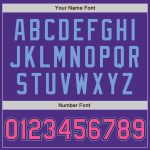 Personalized Purple Pink Light Blue-Black Bomber Full-Snap Varsity Letterman Two Tone Jacket Team Custom Name and Number