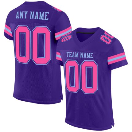 Personalized Purple Pink-Light Blue Mesh Authentic Football Jersey Team Custom Name and Number