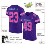 Personalized Purple Pink-Light Blue Mesh Authentic Football Jersey Team Custom Name and Number