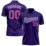 Personalized Purple Pink-Light Blue Performance Vapor Golf Polo Shirt Team Custom Name and Number
