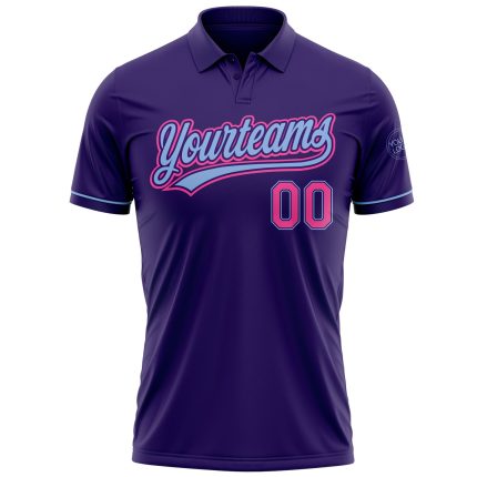 Personalized Purple Pink-Light Blue Performance Vapor Golf Polo Shirt Team Custom Name and Number