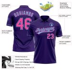 Personalized Purple Pink-Light Blue Performance Vapor Golf Polo Shirt Team Custom Name and Number