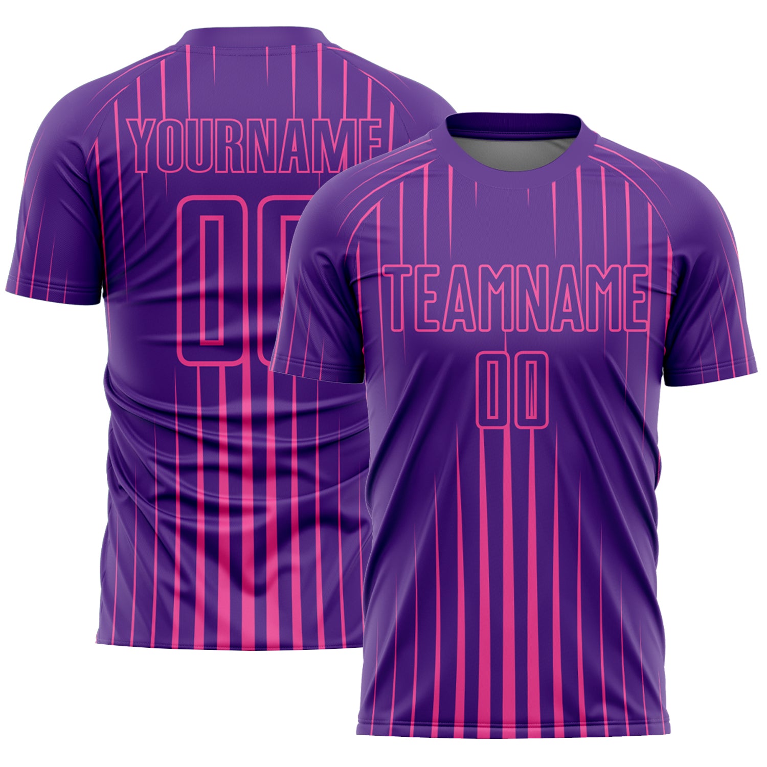 Personalized Purple Pink Lines Sublimation Soccer Uniform Jersey Team Custom Name and Number