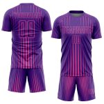 Personalized Purple Pink Lines Sublimation Soccer Uniform Jersey Team Custom Name and Number