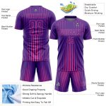 Personalized Purple Pink Lines Sublimation Soccer Uniform Jersey Team Custom Name and Number