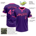Personalized Purple Pink Pinstripe Black Two-Button Unisex Softball Jersey Team Custom Name and Number