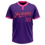 Personalized Purple Pink Pinstripe Black Two-Button Unisex Softball Jersey Team Custom Name and Number