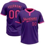 Personalized Purple Pink Pinstripe Black Two-Button Unisex Softball Jersey Team Custom Name and Number