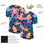 Personalized Purple Pink-White 3D Pattern Design Abstract Leaf Performance T-Shirt Team Custom Name and Number