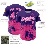 Personalized Purple Pink-White 3D Pattern Design Abstract Splash Grunge Art Authentic Baseball Jersey Team Custom Name and Number
