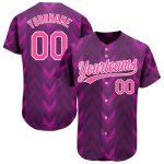 Personalized Purple Pink-White 3D Pattern Design Authentic Baseball Jersey Team Custom Name and Number