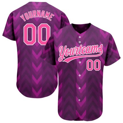 Personalized Purple Pink-White 3D Pattern Design Authentic Baseball Jersey Team Custom Name and Number