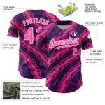 Personalized Purple Pink-White 3D Pattern Design Zigzag Authentic Baseball Jersey Team Custom Name and Number