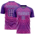 Personalized Purple Pink-White Abstract Geometric Shapes Sublimation Soccer Uniform Jersey Team Custom Name and Number