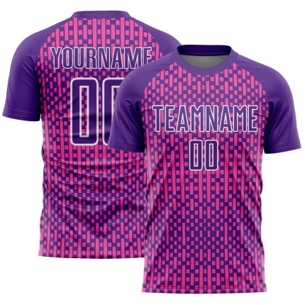 Personalized Purple Pink-White Abstract Geometric Shapes Sublimation Soccer Uniform Jersey Team Custom Name and Number
