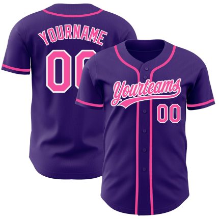 Personalized Purple Pink-White Authentic Baseball Jersey