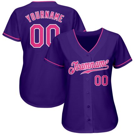 Personalized Purple Pink-White Authentic Baseball Jersey Team Custom Name and Number