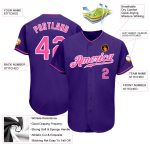 Personalized Purple Pink-White Authentic Baseball Jersey Team Custom Name and Number