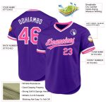 Personalized Purple Pink-White Authentic Throwback Baseball Jersey Team Custom Name and Number
