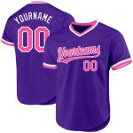 Personalized Purple Pink-White Authentic Throwback Baseball Jersey Team Custom Name and Number