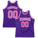 Personalized Purple Pink-White Authentic Throwback Basketball Jersey Team Custom Name and Number