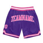 Personalized Purple Pink-White Authentic Throwback Basketball Shorts Team Custom Name and Number