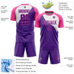 Personalized Purple Pink-White Curve Lines Sublimation Soccer Uniform Jersey Team Custom Name and Number