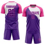 Personalized Purple Pink-White Curve Lines Sublimation Soccer Uniform Jersey Team Custom Name and Number