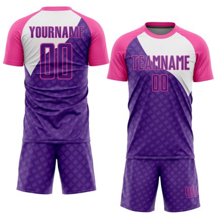 Personalized Purple Pink-White Curve Lines Sublimation Soccer Uniform Jersey Team Custom Name and Number