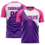 Personalized Purple Pink-White Curve Lines Sublimation Soccer Uniform Jersey Team Custom Name and Number