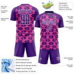 Personalized Purple Pink-White Geometric Shapes Sublimation Soccer Uniform Jersey Team Custom Name and Number