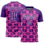 Personalized Purple Pink-White Geometric Shapes Sublimation Soccer Uniform Jersey Team Custom Name and Number